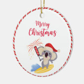 Australian Christmas Schattige Koala Surfing Desig Keramisch Ornament (Links)