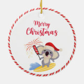 Australian Christmas Schattige Koala Surfing Desig Keramisch Ornament (Achterkant)