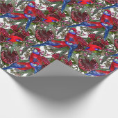 Australian Crimson Rosella en Wildflower Pattern Cadeaupapier (Hoek)