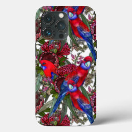 Australian Crimson Rosella en Wildflower Pattern Case-Mate iPhone Case
