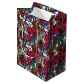 Australian Crimson Rosella en Wildflower Pattern Medium Cadeauzakje (Voorkant Gekanteld)