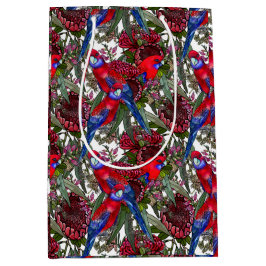 Australian Crimson Rosella en Wildflower Pattern Medium Cadeauzakje