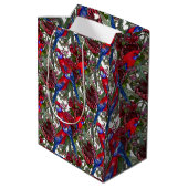 Australian Crimson Rosella en Wildflower Pattern Medium Cadeauzakje (Achterkant Gekanteld)