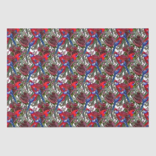 Australian Crimson Rosella en Wildflower Pattern Tissuepapier (Voorkant)