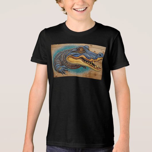 Australian Crocodile Art Design Tri-Blend Shirt (Voorkant)