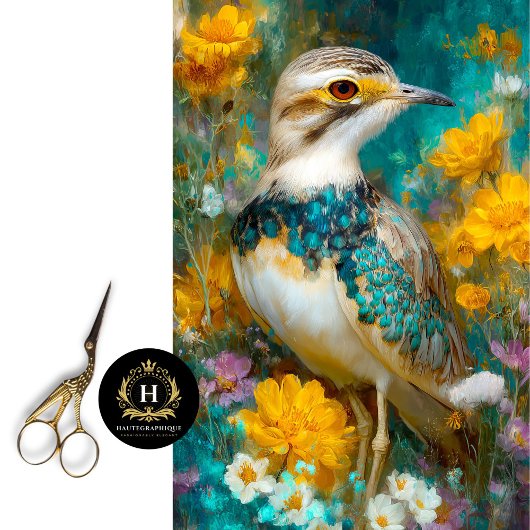 Australian Curlew & Wildflowers Decoupage Tissuepapier