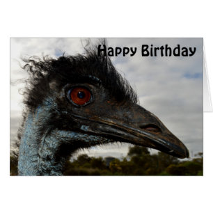 Australian Emu Close, Birthday Kaart