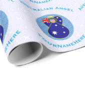 Australian Flag Angel in Blue Circle on White Cadeaupapier (Rol Hoek)