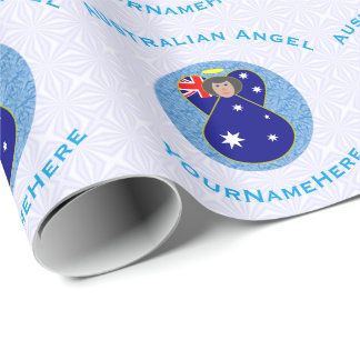 Australian Flag Angel in Blue Circle on White Cadeaupapier