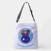 Australian Flag Angel in Blue Circle on White Crossbody Tas (Achterkant)