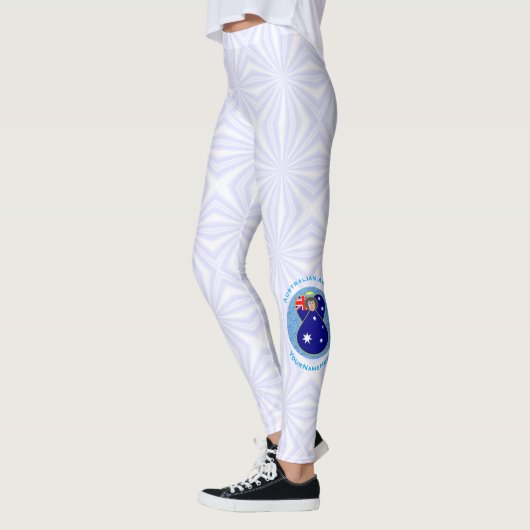 Australian Flag Angel in Blue Circle on White Leggings (Links)