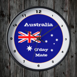 Australian Flag & G-day Mate, Australië/design Ronde Klok