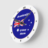 Australian Flag & G-day Mate, Australië/design Ronde Klok (Hoek)