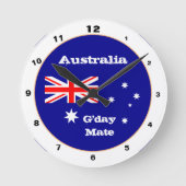 Australian Flag & G-day Mate, Australië/design Ronde Klok (Voorkant)