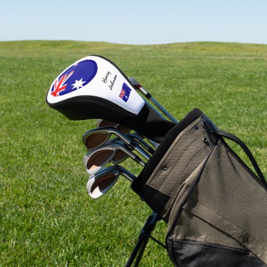Australian Flag & Monogrammed Golfclubs Hoesjes Golfheadcover (Insitu)
