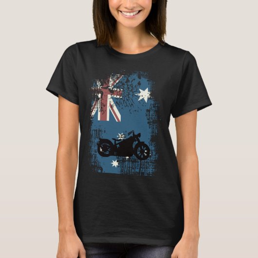 Australian Flag Motorcycle Biker Patriotic Distres T-shirt (Voorkant)