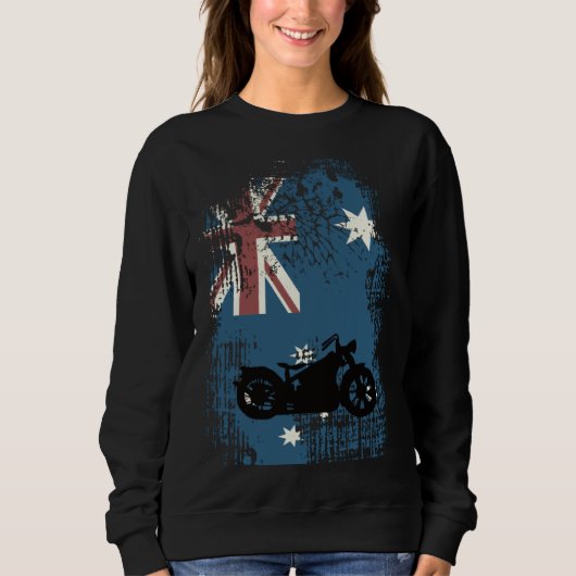 Australian Flag Motorcycle Biker Patriotic Distres Trui (Voorkant)