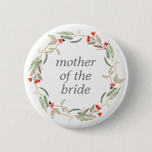 Australian Floral Custom Text Moeder of the Bride Ronde Button 5,7 Cm