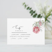 Australian Floral Foliage Wedding RSVP Kaartje (Staand voorkant)
