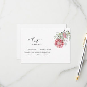 Australian Floral Foliage Wedding RSVP Kaartje