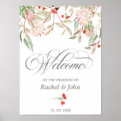 Australian Floral Gray Calligraphy Welcome Wedding Poster (Voorkant)