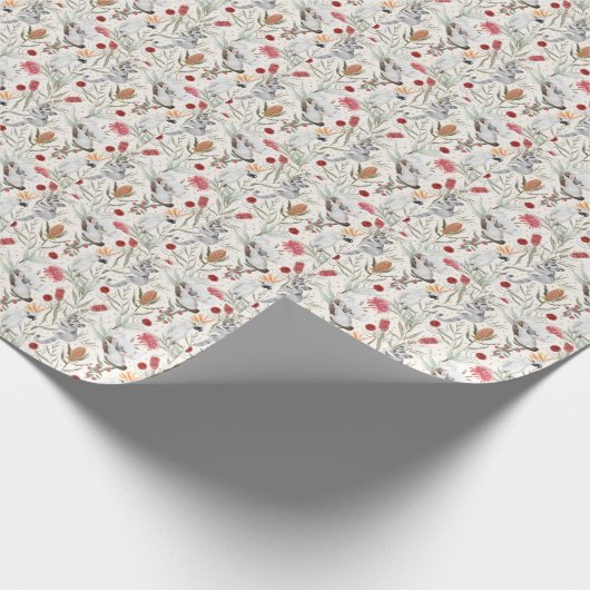 Australian Floral Pattern Koalas Possum Cockatoos Cadeaupapier (Hoek)