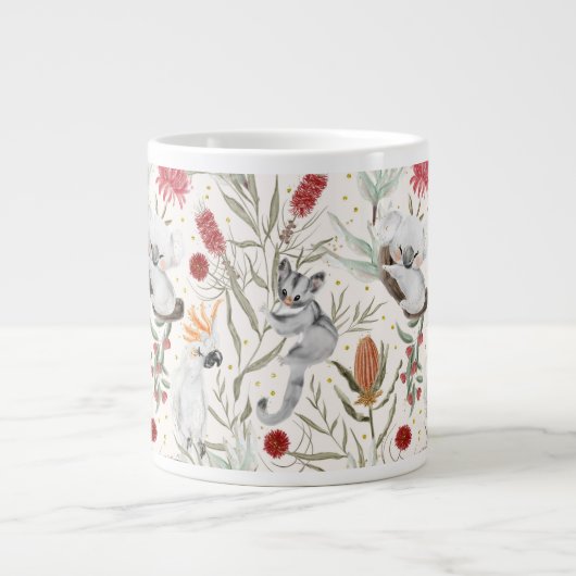 Australian Floral Pattern Koalas Possum Cockatoos Grote Koffiekop (Voorkant)
