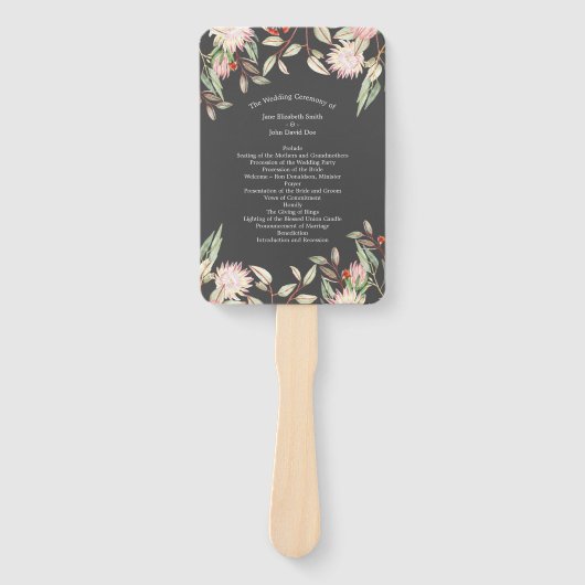 Australian Floral Rustic Wedding Gray Program Handwaaier (Voorkant)