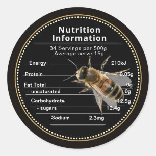 Australian Honey mini Voeding Informatie label
