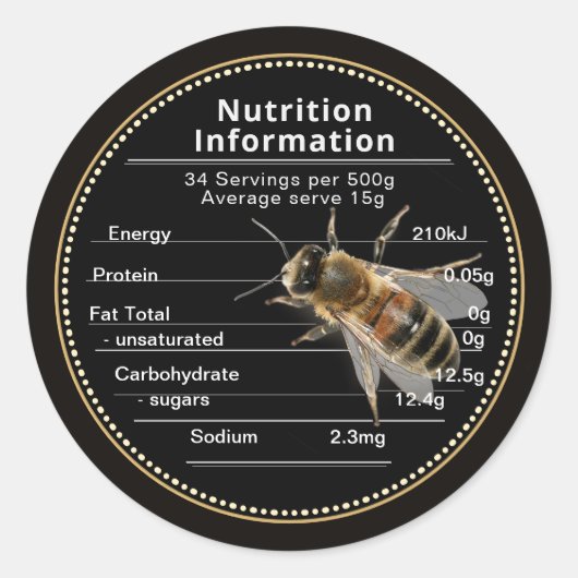 Australian Honey mini Voeding Informatie label (Voorkant)