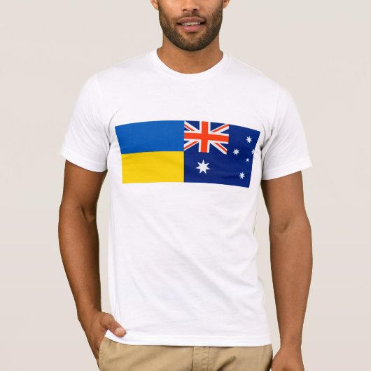 Australian I stand with Ukraine. AUS and UKR flags T-shirt (Voorkant)