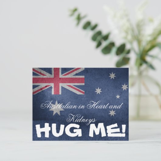 Australian in Heart en Kidney, Hug me! Grappig Briefkaart (Staand voorkant)