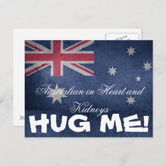 Australian in Heart en Kidney, Hug me! Grappig Briefkaart (Voorkant / Achterkant)