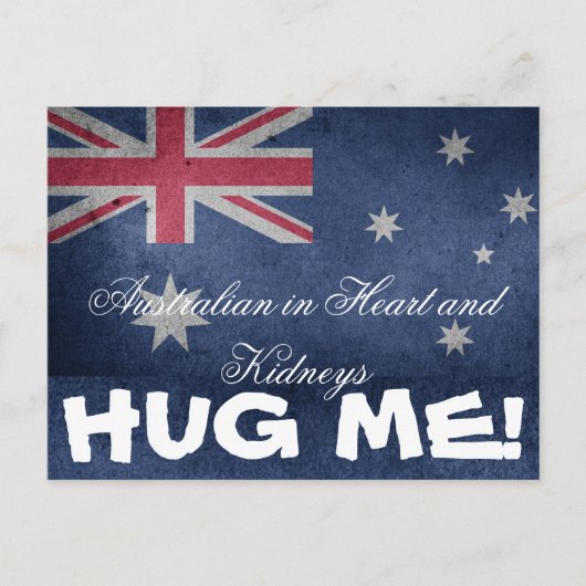 Australian in Heart en Kidney, Hug me! Grappig Briefkaart (Voorkant)