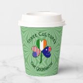 Australian Irish USA Shamrock Personalized Text Papieren Bekers (Achterkant)
