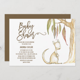 Australian Kangaroo & Joey Neutral Baby shower Kaart