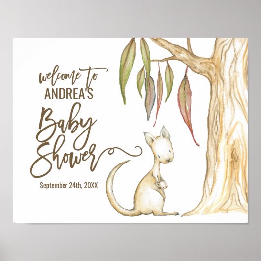 Australian Kangaroo Neutral Baby shower Welkom Poster (Voorkant)