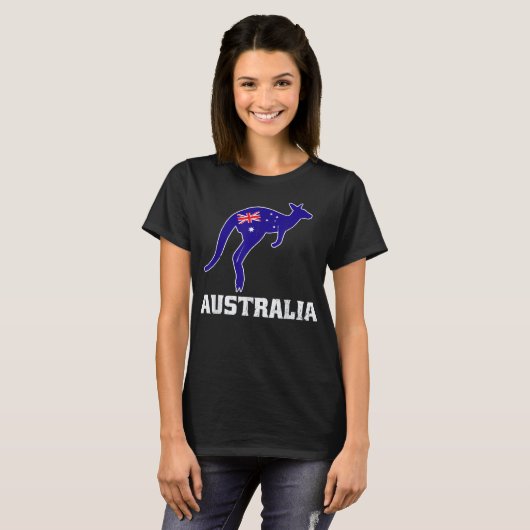 Australian Kangaroo Shirt Australia Flag Souvenir (Voorkant volledig)