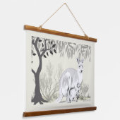 Australian Kangaroo with her baby Joey Hangend Wandkleed (Gebogen)