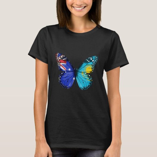 Australian Kazakhstani Flag Butterfly T-shirt (Voorkant)
