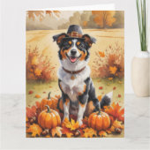 Australian Kelpie Autumn verlaat Thanksgiving Kaart (Voorkant)