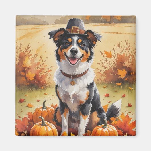 Australian Kelpie Autumn verlaat Thanksgiving Magneet (Voorkant)