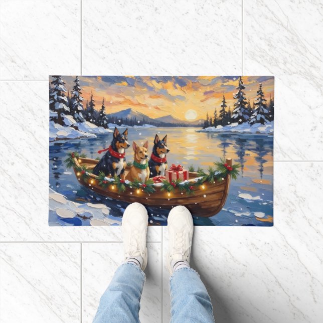 Australian Kelpie Christmas Boat Holiday Deurmat (Binnen)