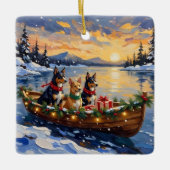 Australian Kelpie Christmas Boat Holiday Keramisch Ornament (Voorkant)