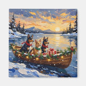 Australian Kelpie Christmas Boat Holiday Magneet (Voorkant)