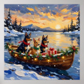 Australian Kelpie Christmas Boat Holiday Poster (Voorkant)