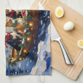 Australian Kelpie Christmas Boat Holiday Theedoek (Quarter Fold)