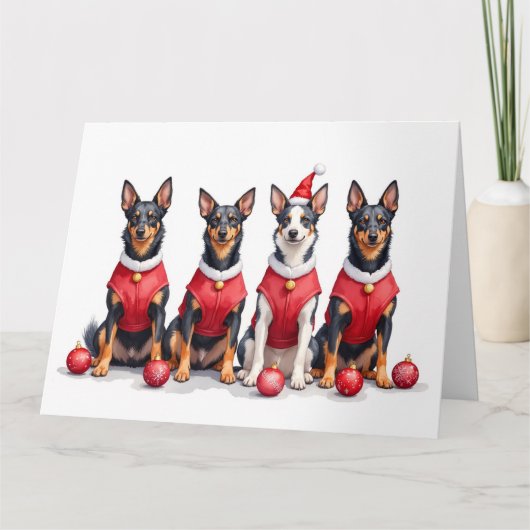 Australian Kelpie Christmas Dress Santa Hat Kaart (Voorkant)