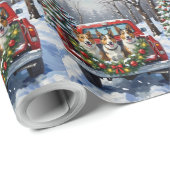 Australian Kelpie Christmas Red Truck Holiday Cadeaupapier (Rol Hoek)