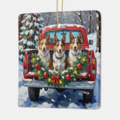 Australian Kelpie Christmas Red Truck Holiday Keramisch Ornament (Links)